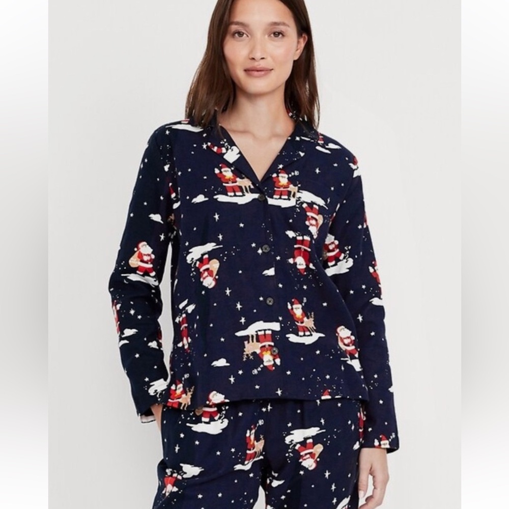 Old Navy Navy Woman’s Santa Print Pajama Set- XL Tall